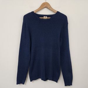 DF Men's Blue Crew Neck Long Sleeve Tight Knit Sweater Size XL